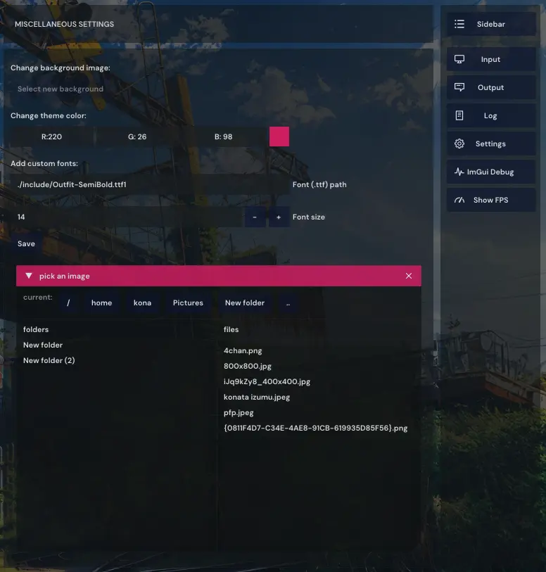 GUI configuration > Core settings